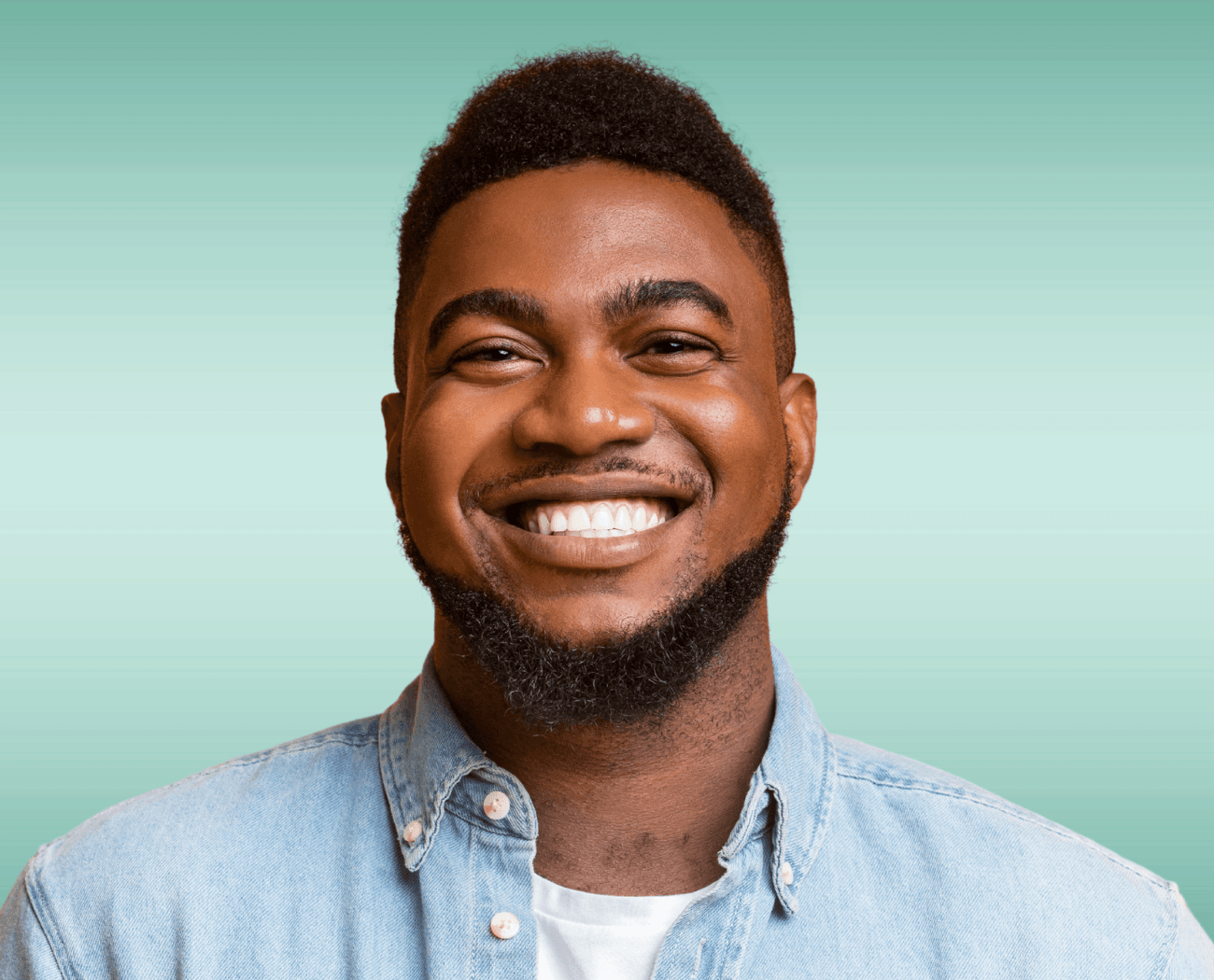 Smiling man with healthy teeth after dental cleaning